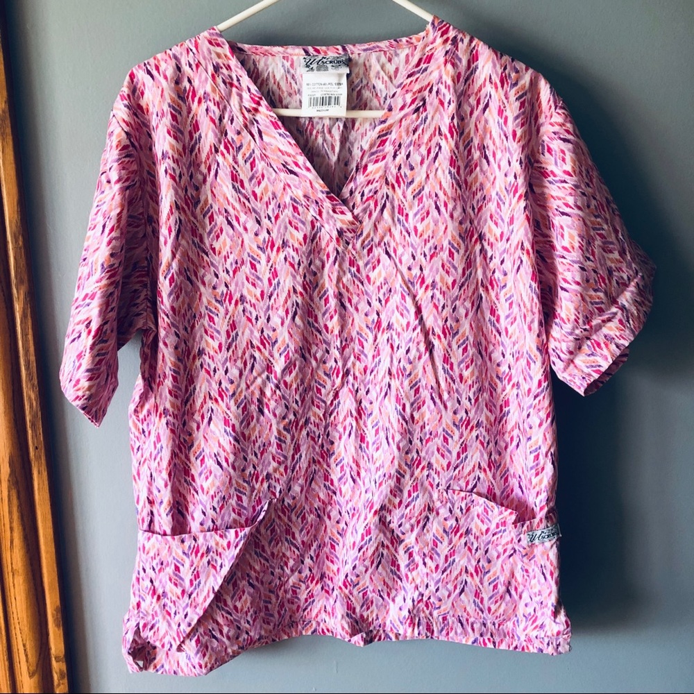 UA Scrubs pink printed scrub top